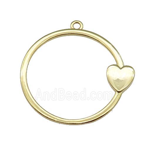copper circle pendant heart gold plated