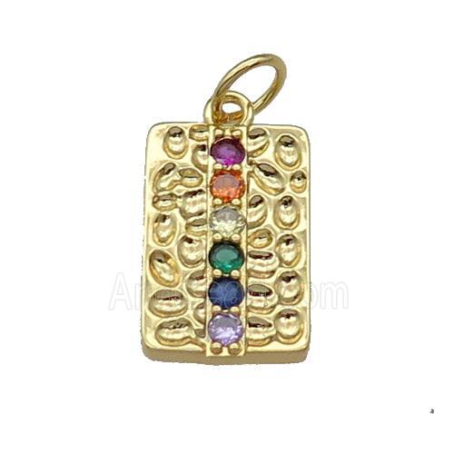 copper Rectangle pendant pave zircon gold plated