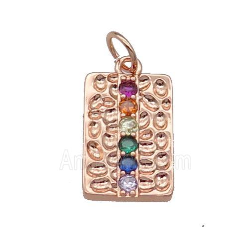 copper Rectangle pendant pave zircon rose gold