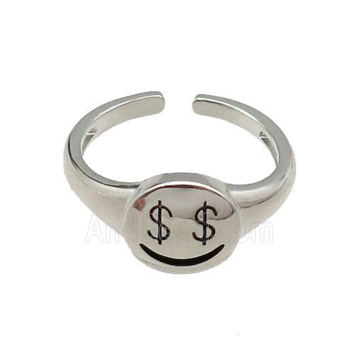 copper Ring dollar symbols platinum plated