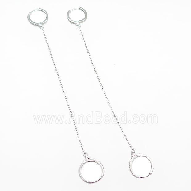 copper Hoop Earring pave zircon wire platinum plated