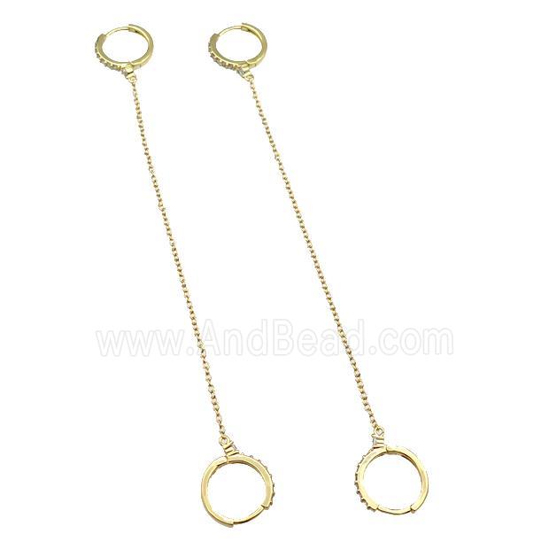 copper Hoop Earring pave zircon wire gold plated