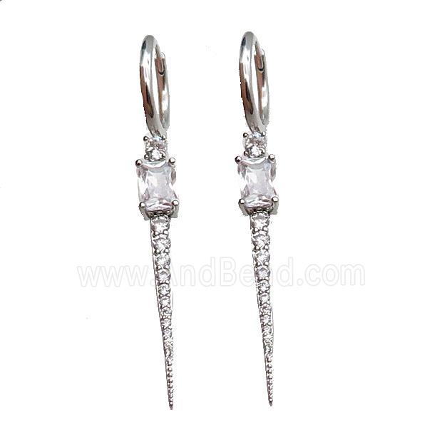copper Hoop Earring pave zircon platinum plated