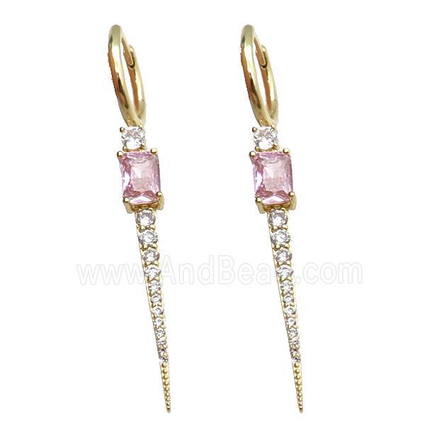 copper Hoop Earring pave zircon gold plated