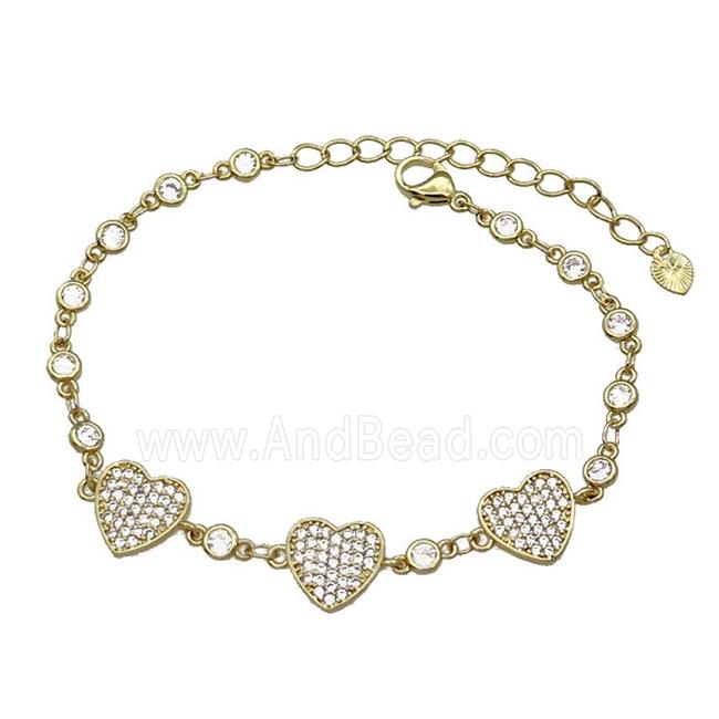 copper bracelet pave zircon, gold plated
