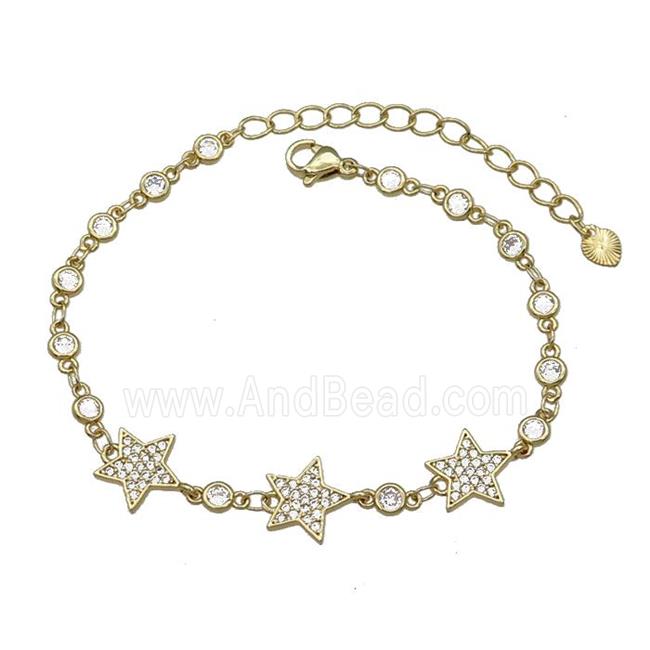 Copper Star Bracelet Pave Zircon Gold Plated