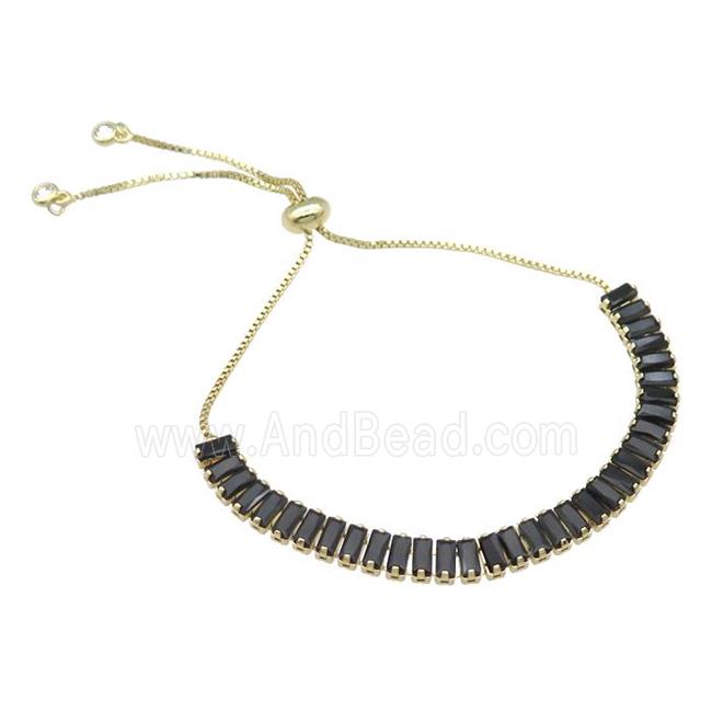 Copper Bracelet Pave Black Zircon Adjustable Gold Plated