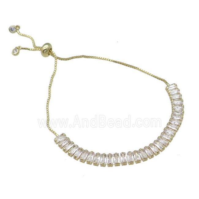 Copper Bracelet Pave Zircon Adjustable Gold Plated