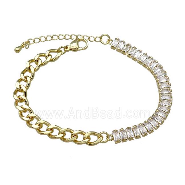 Copper Bracelet Pave Zircon Gold Plated