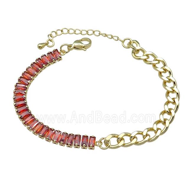 Copper Bracelet Pave Orange Zircon Gold Plated