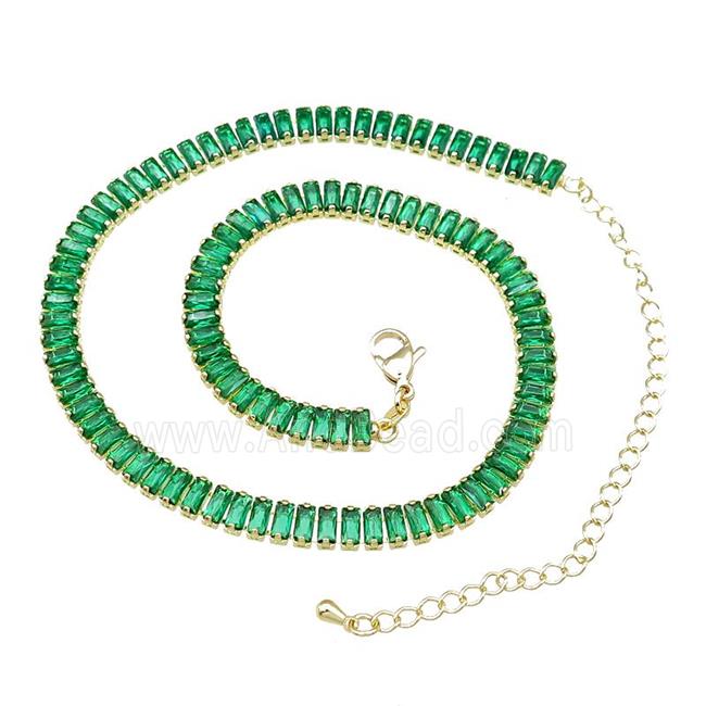 Copper Necklace Pave Green Zircon Gold Plated