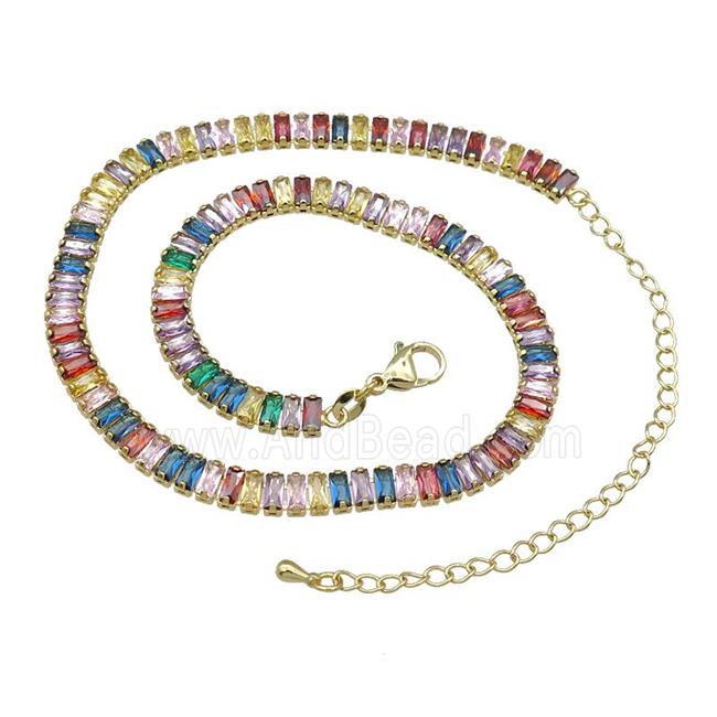 Copper Necklace Pave Multicolor Zircon Gold Plated