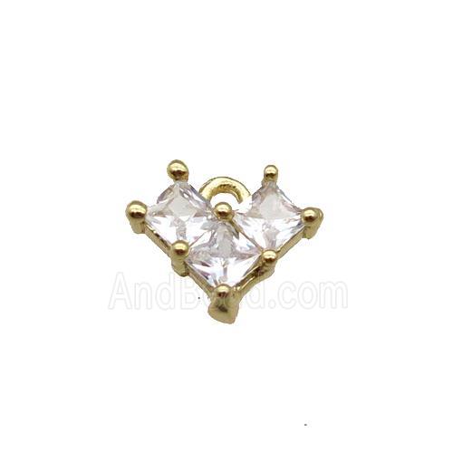 Copper Heart Pendant Pave Zircon Gold Plated