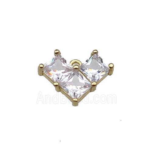 Copper Heart Pendant Pave Zircon Gold Plated