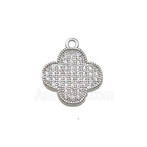 Copper Clover Pendant Pave Zircon Platinum Plated