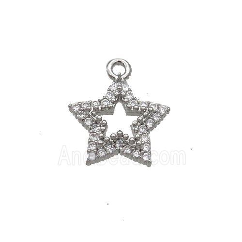 Copper Star Pendant Pave Zircon Platinum Plated