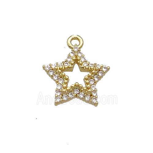 Copper Star Pendant Pave Zircon Gold Plated