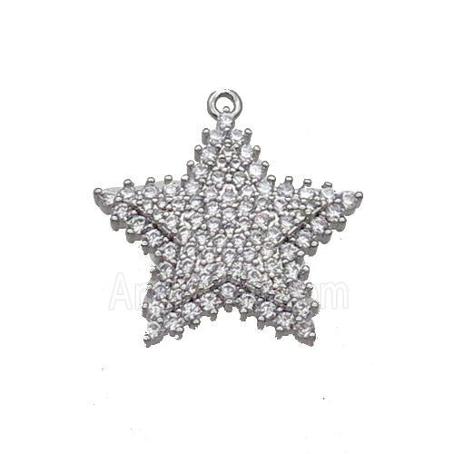 Copper Star Pendant Pave Zircon Platinum Plated