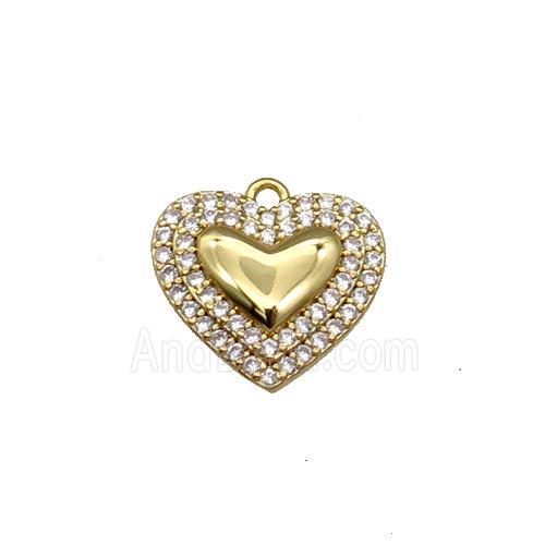Copper Heart Pendant Pave Zircon Gold Plated