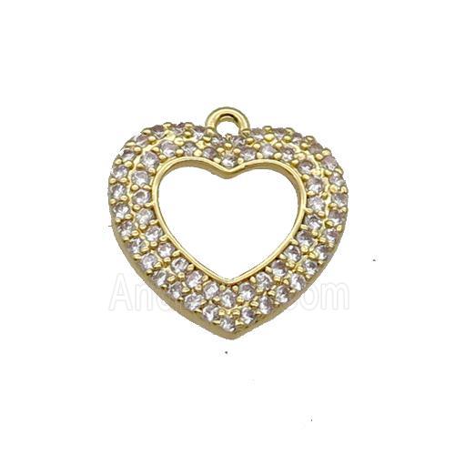 Copper Heart Pendant Pave Zircon Gold Plated