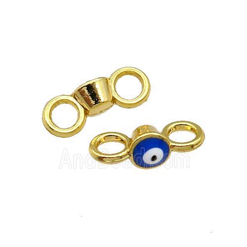 Copper Connector Evil Eye Blue Enamel Gold Plated
