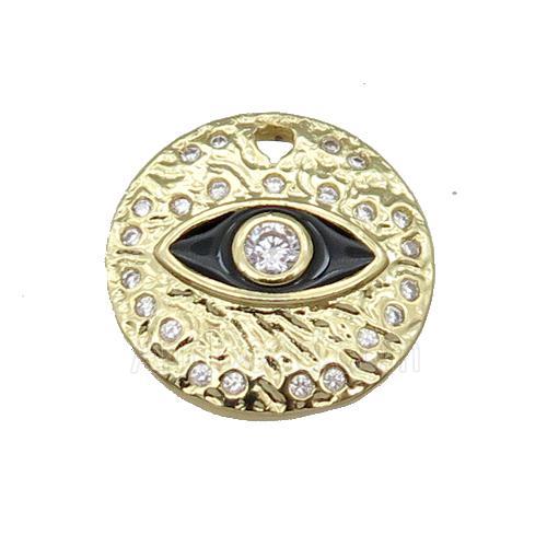 Copper Circle Eye Pendant Black Enamel Gold Plated