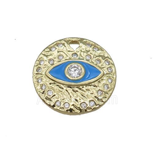 Copper Circle Eye Pendant Blue Enamel Gold Plated