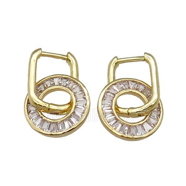 Copper Latchback Earring With Circle Pave Zircon Gold plated