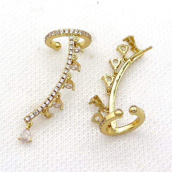 Copper Clip Earring Pave Zircon Gold Plated