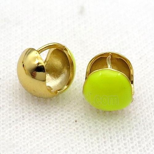 Copper Latchback Earring Yellow Enamel Gold Plated