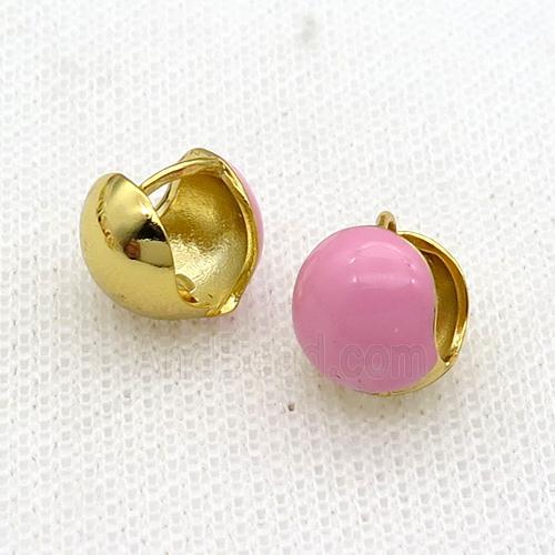 Copper Latchback Earring Pink Enamel Gold Plated