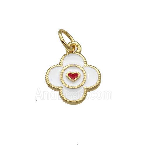 Copper Clover Pendant White Enamel Gold Plated