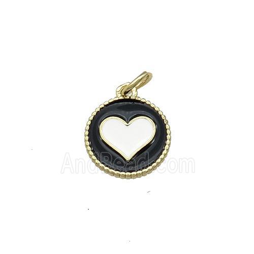 Copper Circle Hart Pendant Black Enamel Gold Plated