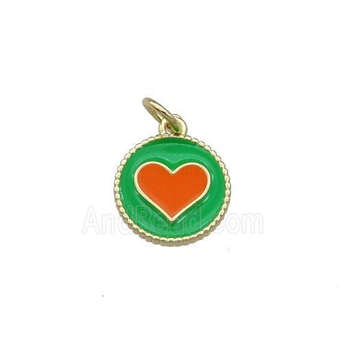 Copper Circle Hart Pendant Green Enamel Gold Plated