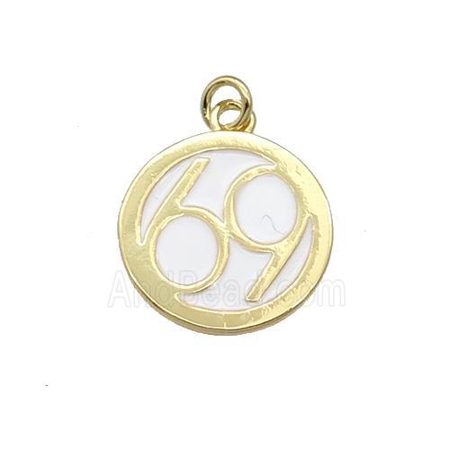 Copper Circle 69 Pendant White Enamel Gold Plated
