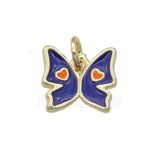 Copper Butterfly Pendant Blue Enamel Gold Plated