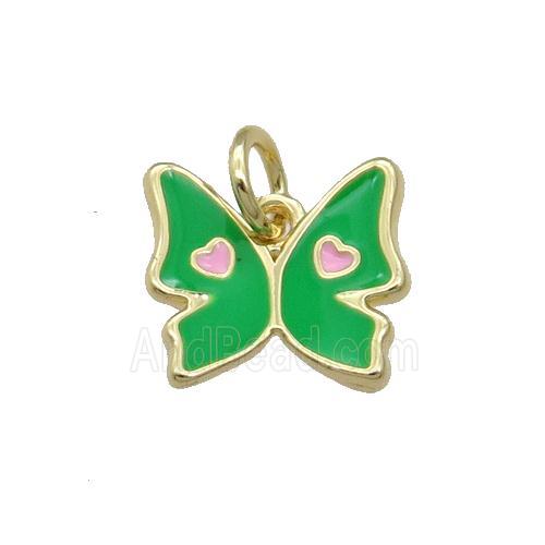 Copper Butterfly Pendant Green Enamel Gold Plated