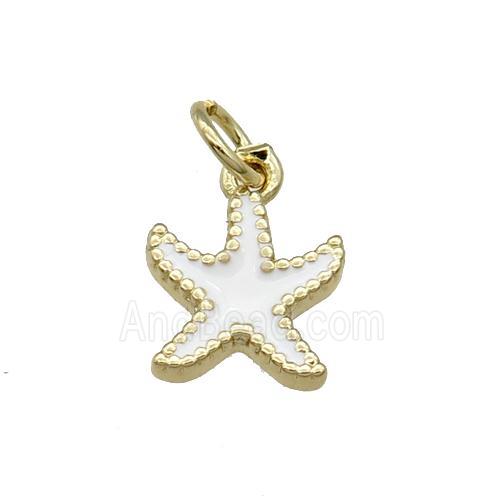 Copper Starfish Pendant White Enamel Gold Plated