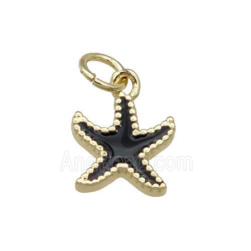 Copper Starfish Pendant Black Enamel Gold Plated