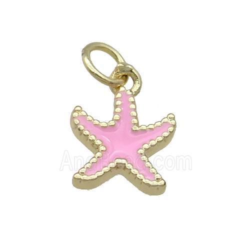Copper Starfish Pendant Pink Enamel Gold Plated