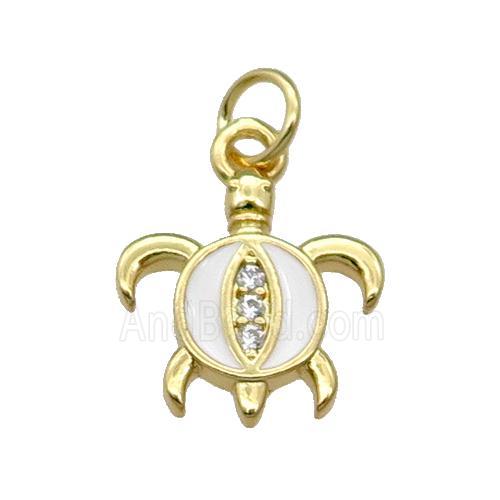 Copper Tortoise Pendant White Enamel Gold Plated