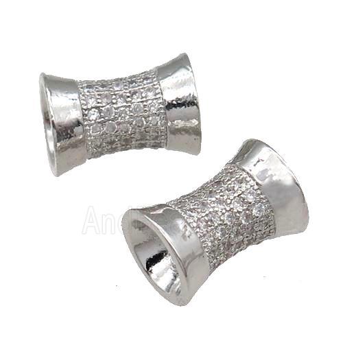 Copper Bamboo Beads Pave Zircon Platinum Plated