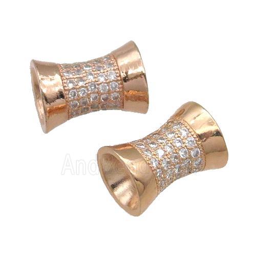 Copper Bamboo Beads Pave Zircon Rose Gold