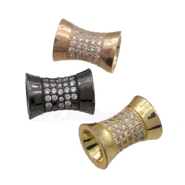 Copper Bamboo Beads Pave Zircon Mixed