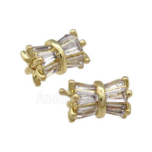 Copper Tube Beads Pave Zircon Gold Plated