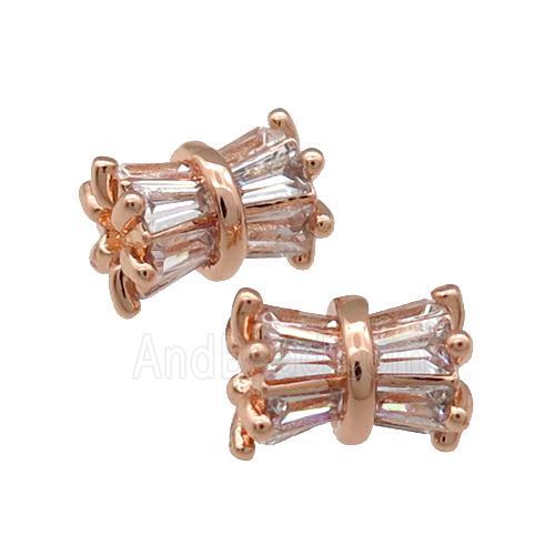Copper Tube Beads Pave Zircon Rose Gold