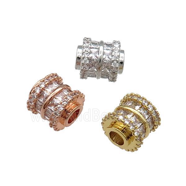 Copper Tube Beads Pave Zircon Large Hole Mixed