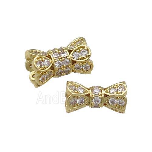 Copper Beads Caps Pave Zircon Gold Plated
