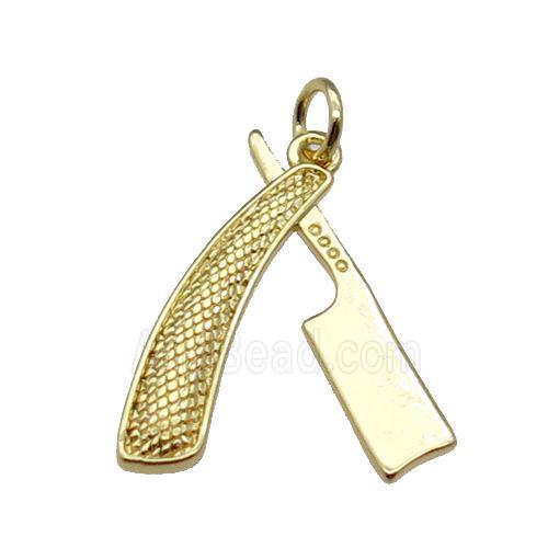 Copper Razor Charm Pendant Gold Plated