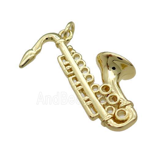 Copper Saxophone Charm Pendant Gold Plated